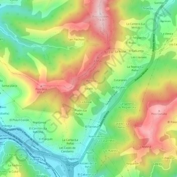 Mappa topografica Escalá, altitudine, rilievo