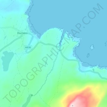 Mappa topografica Smoo, altitudine, rilievo