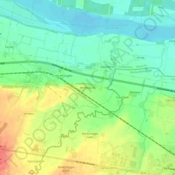 Mappa topografica Monteacuto, altitudine, rilievo
