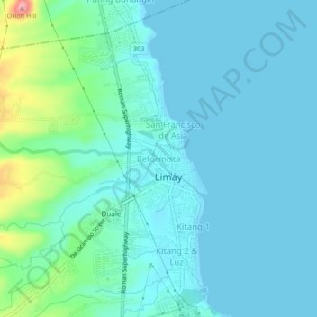 Mappa topografica Reformista, altitudine, rilievo