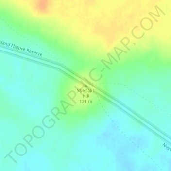 Mappa topografica Sheoaks Hill, altitudine, rilievo