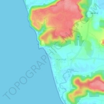 Mappa topografica Arambol, altitudine, rilievo