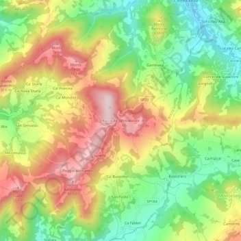 Mappa topografica Rocca de' Ghislanzoni, altitudine, rilievo