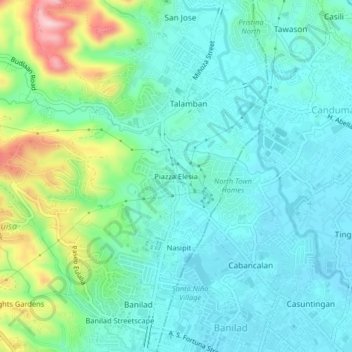 Mappa topografica Piazza Elesia, altitudine, rilievo