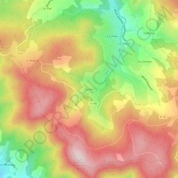 Mappa topografica Pardon, altitudine, rilievo