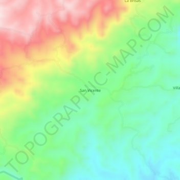 Mappa topografica San Vicente, altitudine, rilievo