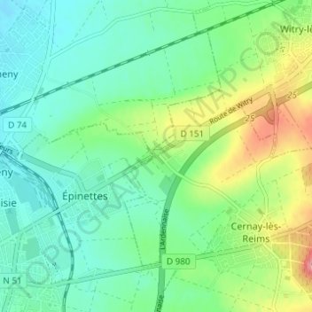 Mappa topografica Le Linguet, altitudine, rilievo