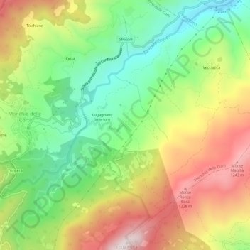 Mappa topografica Lugagnano Superiore, altitudine, rilievo