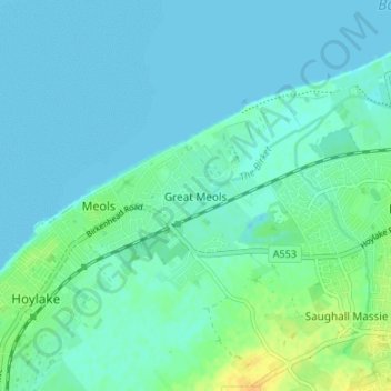 Mappa topografica Great Meols, altitudine, rilievo