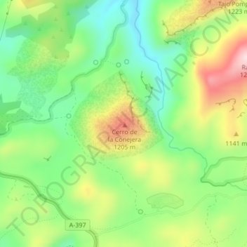 Mappa topografica Cerro de la Conejera, altitudine, rilievo