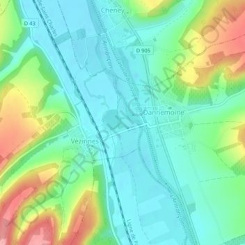 Mappa topografica Pre Boudray, altitudine, rilievo