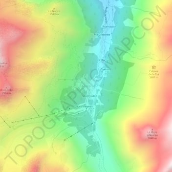 Mappa topografica Arolla, altitudine, rilievo