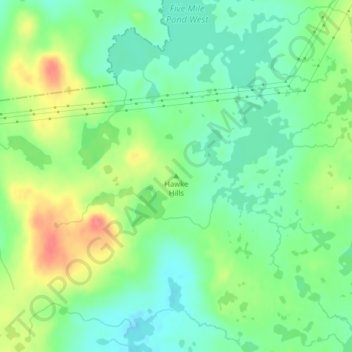 Mappa topografica Hawke Hills, altitudine, rilievo