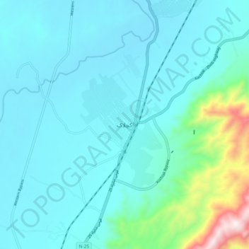 Mappa topografica Kuchlak, altitudine, rilievo