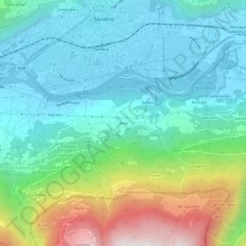 Mappa topografica Moia, altitudine, rilievo