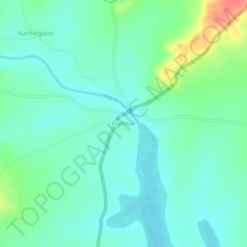Mappa topografica Hannur, altitudine, rilievo