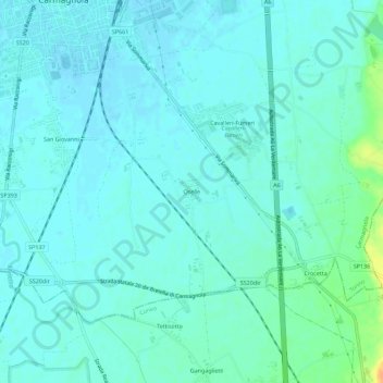 Mappa topografica Oselle, altitudine, rilievo