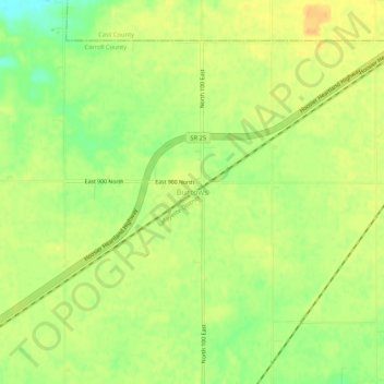 Mappa topografica Burrows, altitudine, rilievo