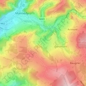 Mappa topografica Difflot, altitudine, rilievo