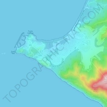 Mappa topografica Punta Ala, altitudine, rilievo