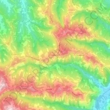 Mappa topografica Valdivilla, altitudine, rilievo