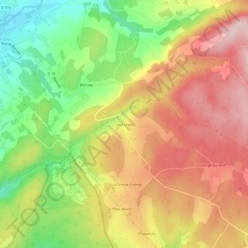 Mappa topografica Les Forges, altitudine, rilievo