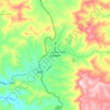 Mappa topografica Jipijapa, altitudine, rilievo