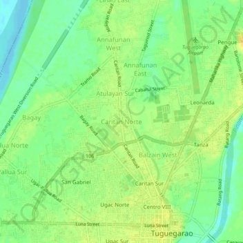 Mappa topografica Caritan Norte, altitudine, rilievo