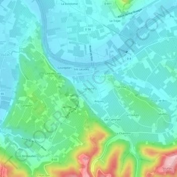 Mappa topografica La Faurie, altitudine, rilievo