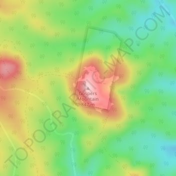 Mappa topografica Gospers Mountain, altitudine, rilievo