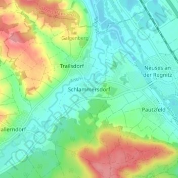 Mappa topografica Schlammersdorf, altitudine, rilievo