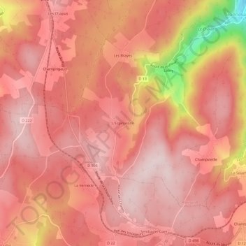 Mappa topografica L'Espinasson, altitudine, rilievo