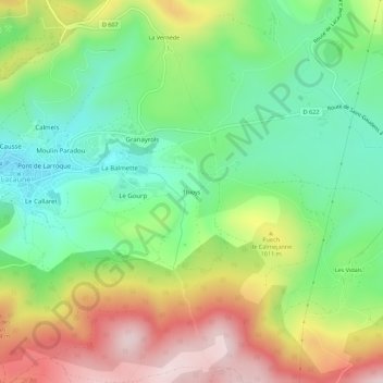 Mappa topografica Thioys, altitudine, rilievo