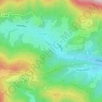 Mappa topografica Champs des Fontaines, altitudine, rilievo