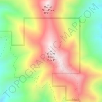 Mappa topografica Mount Ellen, altitudine, rilievo