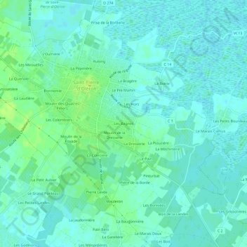 Mappa topografica Les Bagnes, altitudine, rilievo