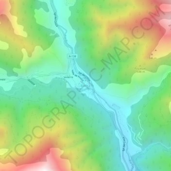 Mappa topografica Bielsa, altitudine, rilievo