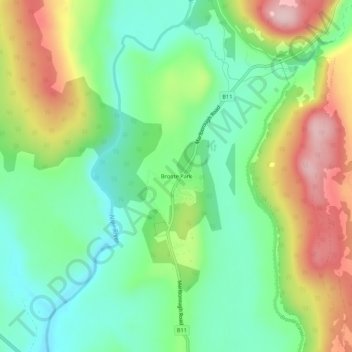 Mappa topografica Bronte Park, altitudine, rilievo
