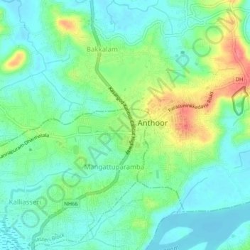 Mappa topografica Dharmasala, altitudine, rilievo