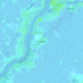Mappa topografica Driever, altitudine, rilievo