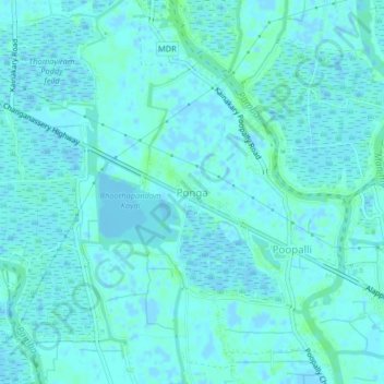 Mappa topografica Ponga, altitudine, rilievo