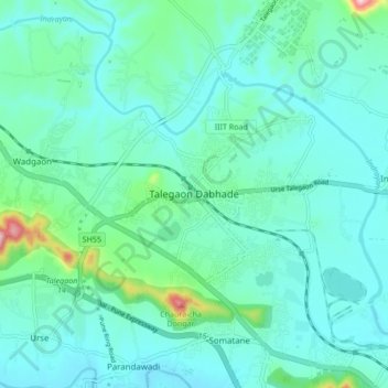 Mappa topografica Talegaon Dabhade, altitudine, rilievo