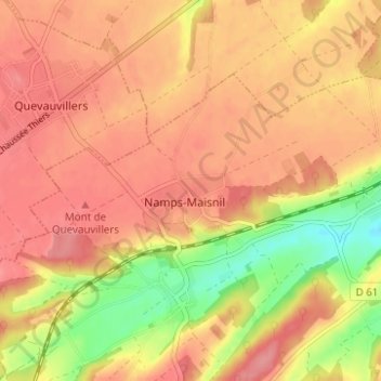 Mappa topografica Namps-au-Mont, altitudine, rilievo