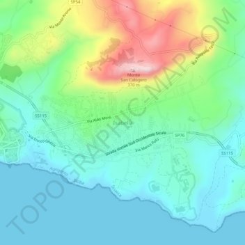Mappa topografica Isabella, altitudine, rilievo