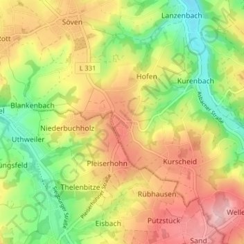 Mappa topografica Westerhausen, altitudine, rilievo