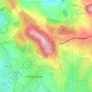 Mappa topografica Santa Quitéria, altitudine, rilievo