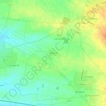 Mappa topografica Pommerou, altitudine, rilievo