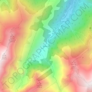 Mappa topografica Bouychet, altitudine, rilievo