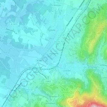 Mappa topografica Les Teppes, altitudine, rilievo