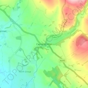 Mappa topografica Calder Bridge, altitudine, rilievo